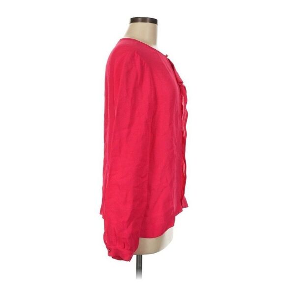 Kate Spade Live Colorfully Long Sleeve Blouse Size 14 Fuchsia Pink - Picture 3 of 9